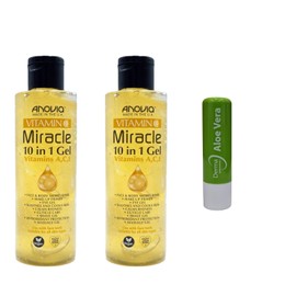 MIRACLE GEL VITAMIN C Reduce the Appearance of Dark Spots,210 ML By Ā ñø ṽī ā, 2 Pack With Free Aloe Vera Lip Balm