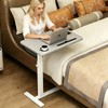 Over the Bed Table with Hidden Wheels,Height Adjustable Bedside Table