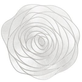 Placemats Set of 4 Silver Rose Flower Shaped Place Mats Plastic Elegant Tablemats Pressed Vinyl Kitchen Table Setting for Wedding Holiday Dining Table Decorative