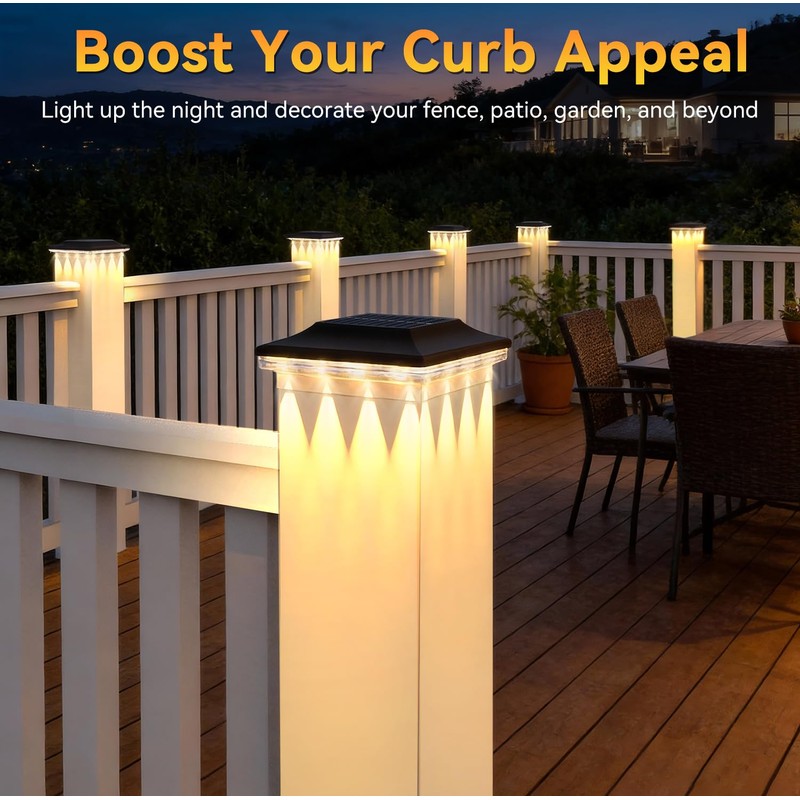 ZCXLIGHT Solar Post Cap Lights Outdoor 12 Pack, 4x4 Post