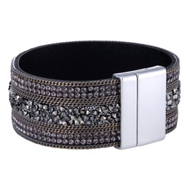 Morella Women's Bracelet Glitter Bracelet with Zirconia Stones and Magnetic Clasp Grey