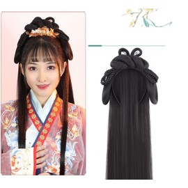 Chinese Style Haircut Haircut Han Wig, Easy to Wear Headband Wig, Cosplay Wig, Ancient Imperial Court Female Celestial Lady Photo Shoot (Design B)