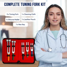 Healing Chakra Tuning Fork Therapy Vibration Set 128-2048Hz with Silicone Hammer