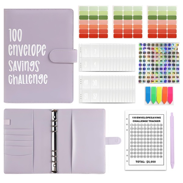RoserRose 100 Envelopes, A5 Household Planner with Envelopes, Money Saving