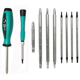 10 en 1 Kit de destornilladores de múltiples bits Phillips Ranuras Phillips Insertos largos de doble cara Conjuntos de destornillador magnético para electrodomésticos Reparación de teléfonos celulares