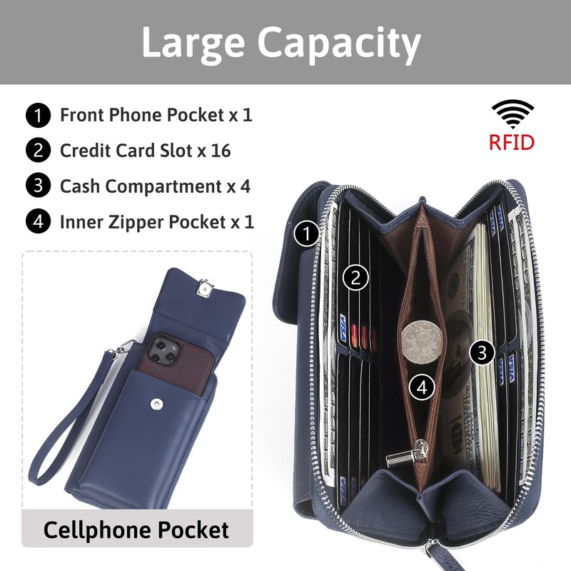 Genuine Leather Crossbody Cellphone Bag for Women RFID Blocking Phone
