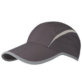 Decentron Foldable Mesh Sun Cap Outdoor Sports Hat Breathable Sun Runner Cap with Reflective Trim, 55-60cm/21.5-23.5inch, Dark Grey