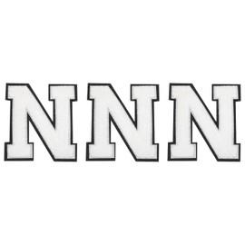 sourcing map Chenille Letters N Patches Large Size 4-1/2 Inch Iron on Letters N Patches Black Glitter Embroidered Patches for Clothing, Shoes, Hats, Backpacks Pack of 3(White)