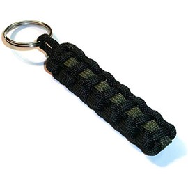 RedVex Thin Line Paracord Key Chain/Key Fob - Choose your colors - 3", 4", 6", and 8" Lengths (Qty-1) (Black with Green (OD) Line, 4-inch)