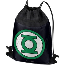 LOGOVISION Green Lantern Logo Drawstring Backpack Sports Bag Sackpack 17" x 13", Perfect for Gym, Yoga or Practice