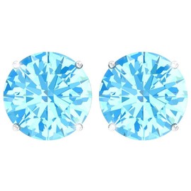 Belinda Jewelz arete de piedra natal de regalo para mujer, aretes de tuerca de plata de ley 925, piedras preciosas redondas finas, 6 mm, forma única, circonitas cúbicas, solitarias, rodio, accesorio de joyería elegante, Gema, Circonia cúbica