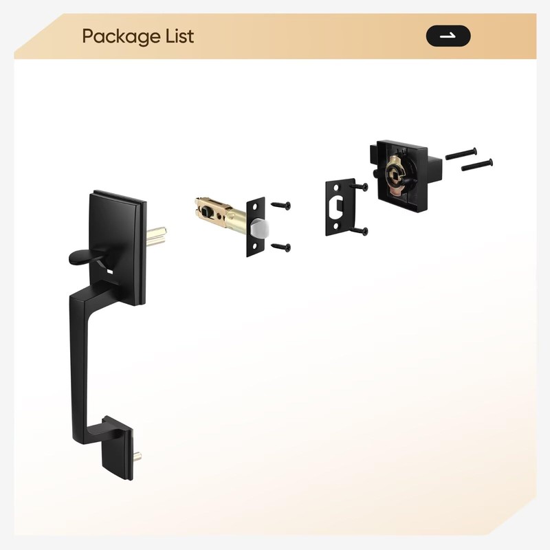 Leydebong Black Front Door Handle Set with Reversible Lever -