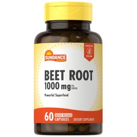 Sundance Beet Root Capsules | 1000mg | 60 Pills | Superfood Extract | Non-GMO & Gluten Free Supplement