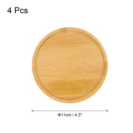 sourcing map 4PCS Mosaic Bamboo Coasters, 4.3 Inch Blank Base Trays, Round Drinking Cup Coaster, Wooden Drink Coasters for Coffee Table Dining Table Protection, Brown
