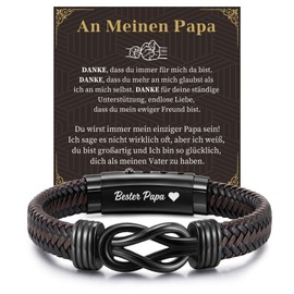 FLHEART Father's Day Gift Dad Gift Bracelet Men – Brown Men's Bracelet with Engraving Best Dad for Dad, Adjustable Leather Bracelet for Men, Gifts for Birthday, Father's Day