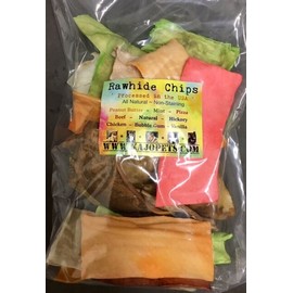 Pure Rawhide 5-FLAVOR CHIPS Dog Chews 10 POUNDS Bulk Sealed Package Natural Non-Stain