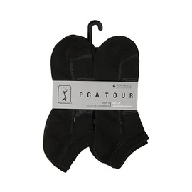PGA Tour Golf Socks for Men - 6 Pack Men's Low-Cut Sport Socks, Black (Size 7-12)