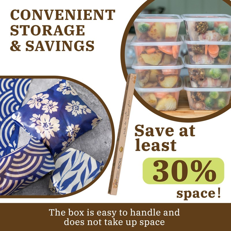 Moukeren 3 Rolls Reusable Beeswax Wrap 13'' x 40'' Food