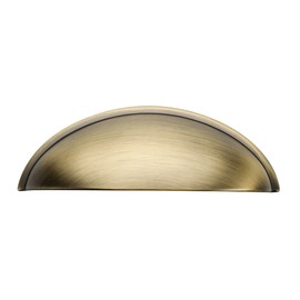 Alzassbg 5 Pack Brushed Antique Brass Cabinet Cup Pulls, 3 Inch(76mm) Hole Centers Cabinet Handles Hardware Bin Cup Metal Drawer Pulls Handles AL3031AB
