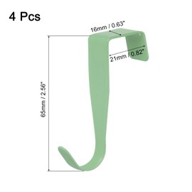 sourcing map Over The Door Hook,4 Pack - Carbon Steel Cabinet Door Single Hooks, Metal Door Hanger for Home Kitchen Decoration (Green)