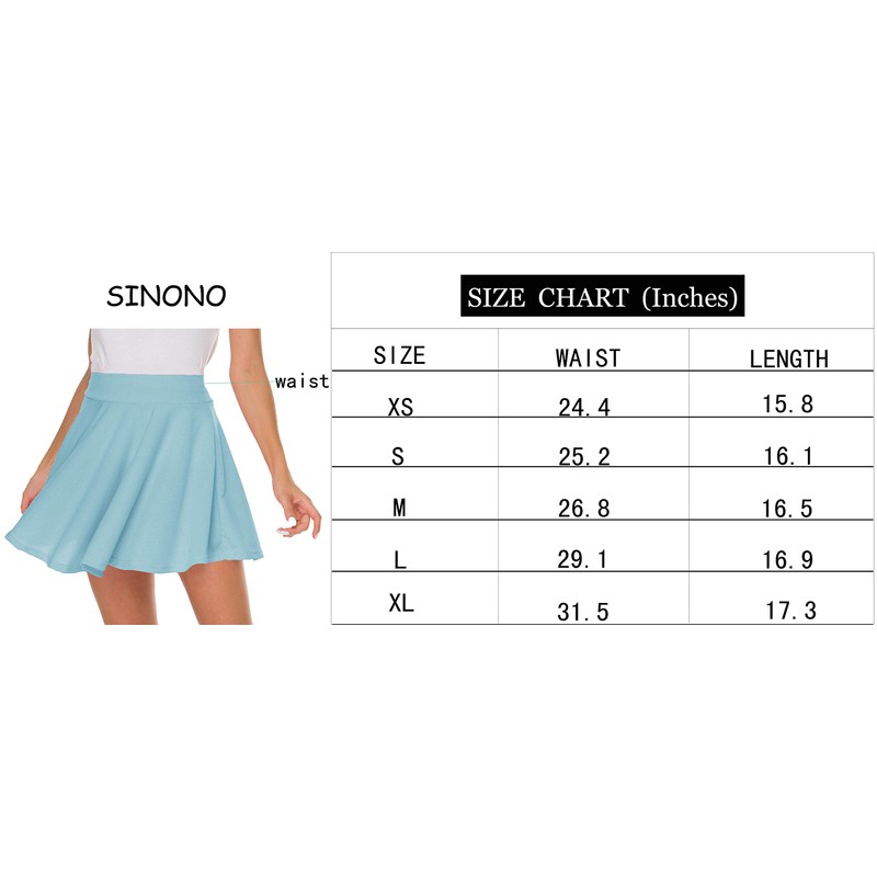 Sinono Minifalda plisada básica elástica sólida acampanada casual, Azul (Sky