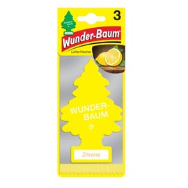 WUNDER-BAUM Car Air Freshener I Pendant for Long Lasting Fragrance in Car or Home I Lemon, Pack of 3