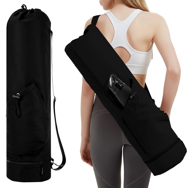 Yoga Mat Bag with Bottle Pocket and Bottom Wet Pocket