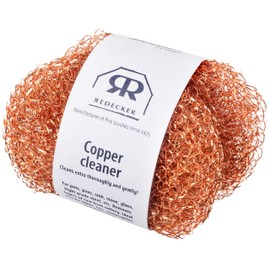 Redecker Real Copper Pot Scrubbers – Double-Layer Copper Scouring Pads for Pots, Pans, Dishes & More – Gentle, Scratch-Free Cleaning – Durable Copper Sponge Scrubber, Set of 2