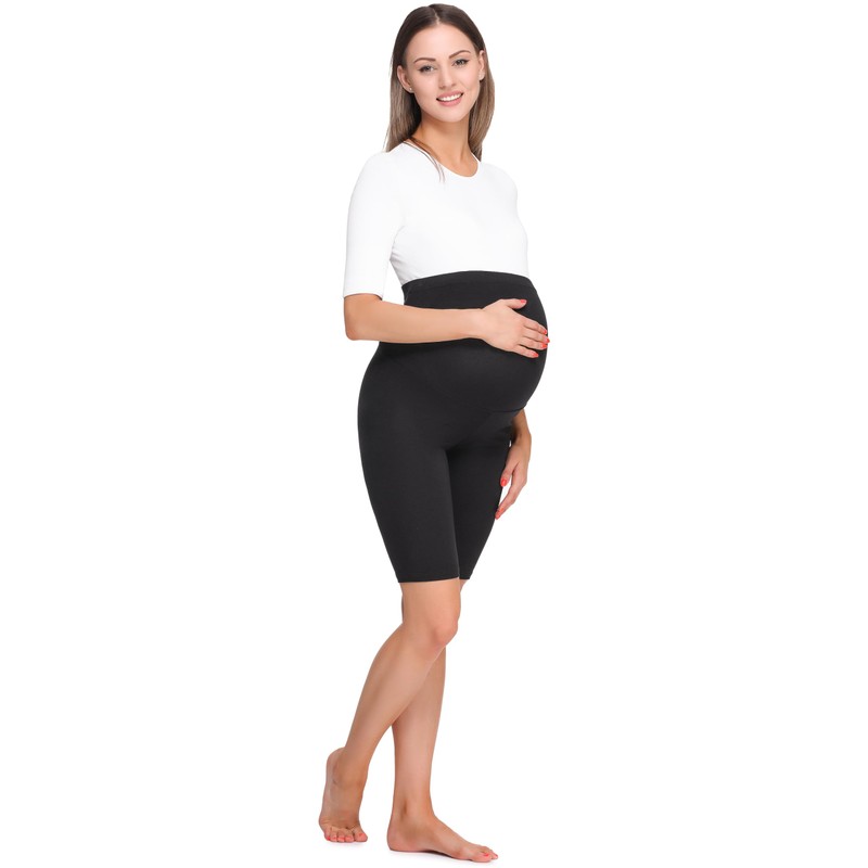 Be Mammy BE20-259 Women's Short Maternity Leggings, black