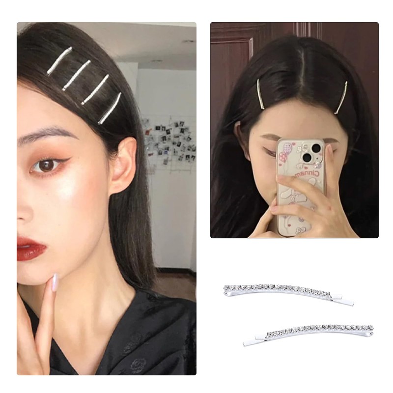 YFFSFDC ヘアピン 8個セット 前髪ピン ヘアアレンジ キラキララインストーン付き 可愛い おしゃれ 女の子 髪留め