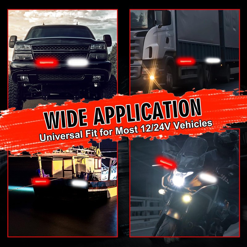 Afurkuot Red & White COB Strobe Lights with Switch, 16