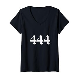 Womens 444 Numerology Spiritual Personal Number 444 Angel Number V-Neck T-Shirt