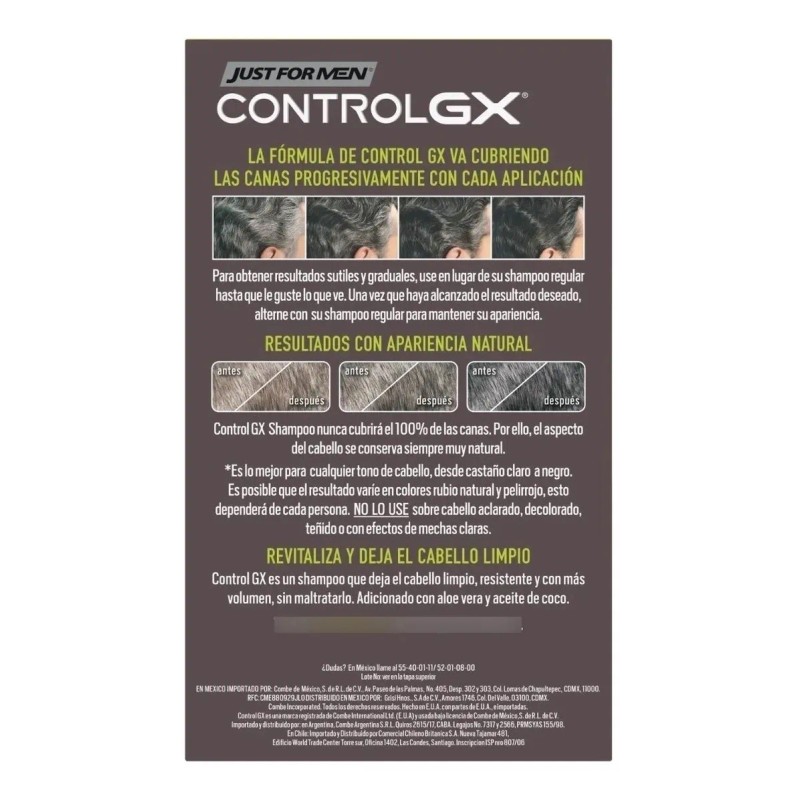 Shampoo Desvanecedor De Canas Just For Men Control Gx