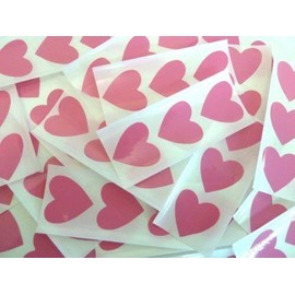 28x28mm Pink Heart Shaped Coloured Plastic Seal Stickers Durable Sticky Vinyl Labels