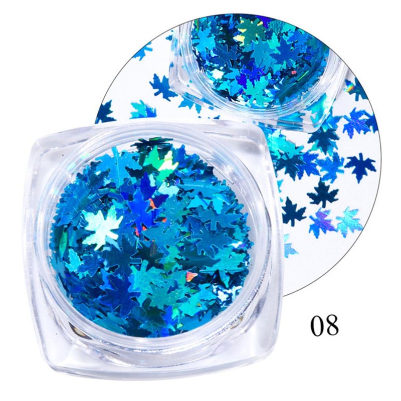 Healeved 3sets Nail Art Strips Sequins Gradient Maple Leaf Manicure