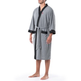IZOD Men's Waffle Knit Kimono Robe, Heather Grey, XX-Large-3X-Large
