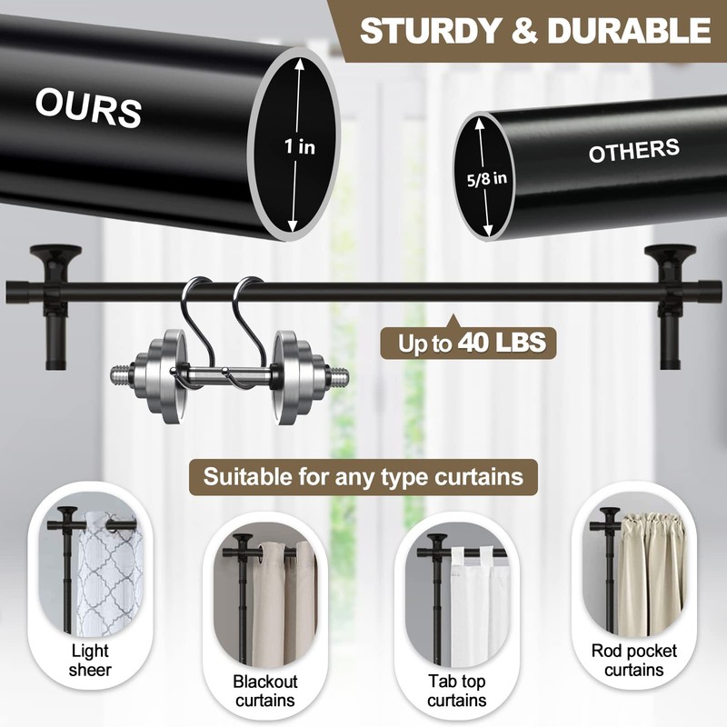 Room Divider, No Drilling Curtain Rod Wall Divider for Space