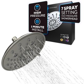 SparkPod 7 Spray Settings Shower Head - Adjustable High Flow Shower Head with Mist Setting - Showerhead Replacement Head for the Bathroom (8 Inch, Brushed Nickel)