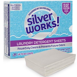 SilverWorks! Premium Laundry Detergent Sheets - Silver Ion Odor Elimination Technology - Laundry Sheets Detergent Powerfully Clean and Prevent Future Odors - Washer Sheets Detergent (40 Sheets)