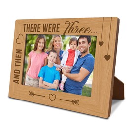 XQLSR Picture Frames for Family, And Then There Were Three Picture Frame, Household Photo Frame for Mom and Dad, Wooden Photos Frames, Unique Gift to New Parents, Fit Display 4x6 Photos