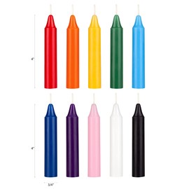Mega Candles 20 pcs Unscented Assorted Color Exquisite Mini Taper Spell Candles, 4 Inch Tall x 3/4 Inch Diameter, Magic Chimes, Enchantment, Casting Rituals, Witchcraft, Wiccan, Altar, Metaphysical