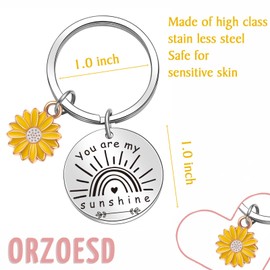 ORZOESD Sunshine Gifts Sunflower Jewelry For Women Sunflower Lover Keychain Sunshine Charm Gift Girlfriend Jewelry From Boyfriend Keychain Daughter Wedding Jewelry From Mother Keychain