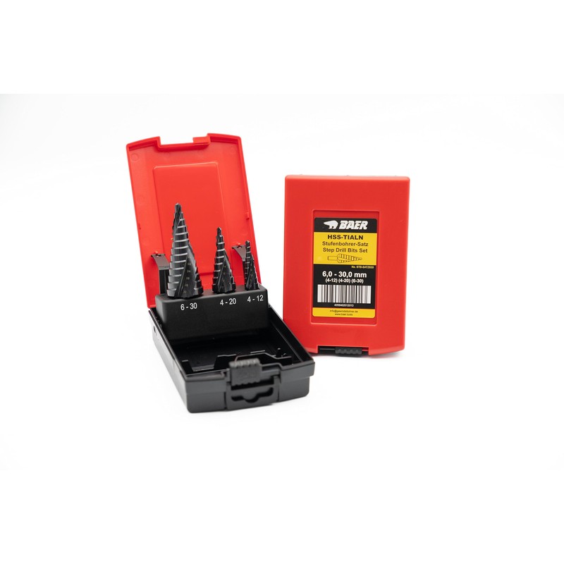 BAER Step Drill Bit Set 4-30 mm (4-12) (4-20) (6-30),