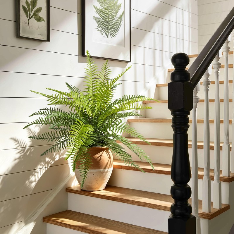 2 Pack Artificial Fern Plants in Pots, Type 8