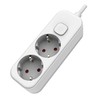 Power Strip 2 Sockets with Switch, 1.5 m Cable, White,