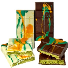 Dubai Chocolate Bar. Velvet Pistachio Cream & Crispy Kataifi in Belgian Dark and White Chocolate 8.3 oz | 235 g (Pack of 2)