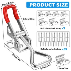Tenbrachian 7 Pcs Adjustable Toggle Clamps, Metal Toggle Latch Hasp, Tension Clasp Lock, Heavy Duty Toggle Catch Latch Clamps, Quick Release Tension Toggle Lock for Cabinet Tool Boxes, with Screws
