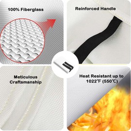 YXWUIVP Emergency Fire Blanket,4 Pieces of 39.3” x 39.3” Family Emergency Fire Blankets,100% Fiberglass,Useful Backup to Fire Extinguishers,Used to Extinguish Small Fires,Isolate The Fire