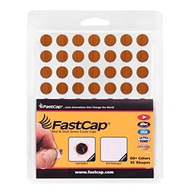 FastCap - Screw Hole Covers, 1/2" (13mm) Stickers - Professional Woodworking & Cabinetry - One Sheet (56-Caps) - Woodgrain PVC, Color - Natural Cherry