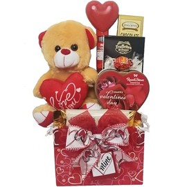 Delight Expressions® Be Mine Gourmet Gift Box (Small) - Valentine's Day Gift Basket For Her - For Him - Chocolate and Candy Gift